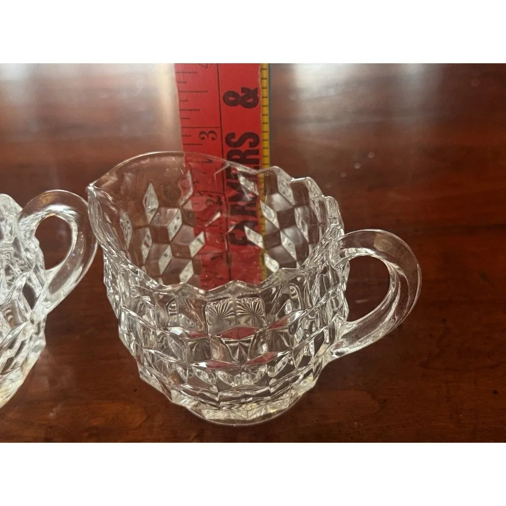 American Clear by Fostoria Sugar & Creamer Set Vintage Pressed Glass